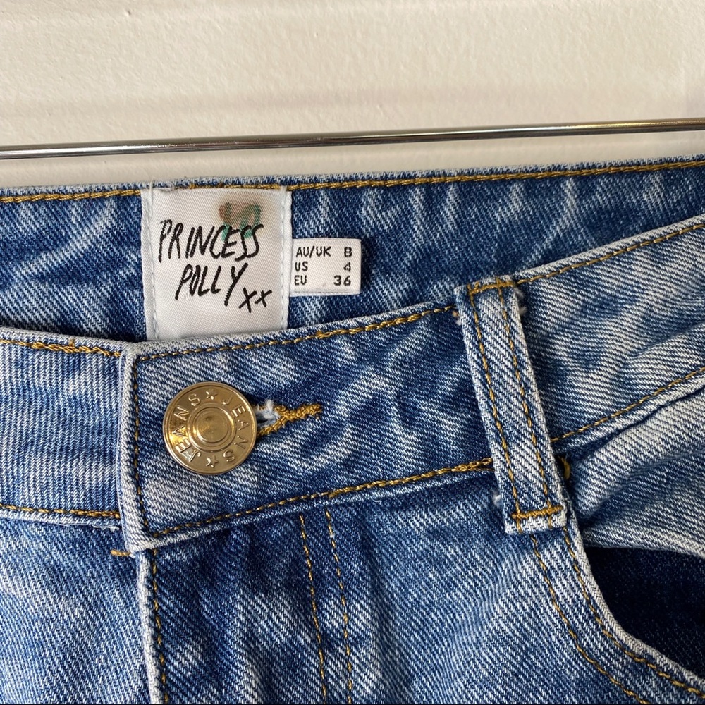 Princess Polly Hayden High Rise Cuffed Crop Distressed Boyfriend Jeans Size 4 US - Picture 10 of 12